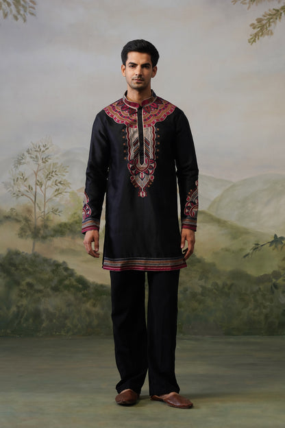 Shahzad Black Threadwork Kurta Set