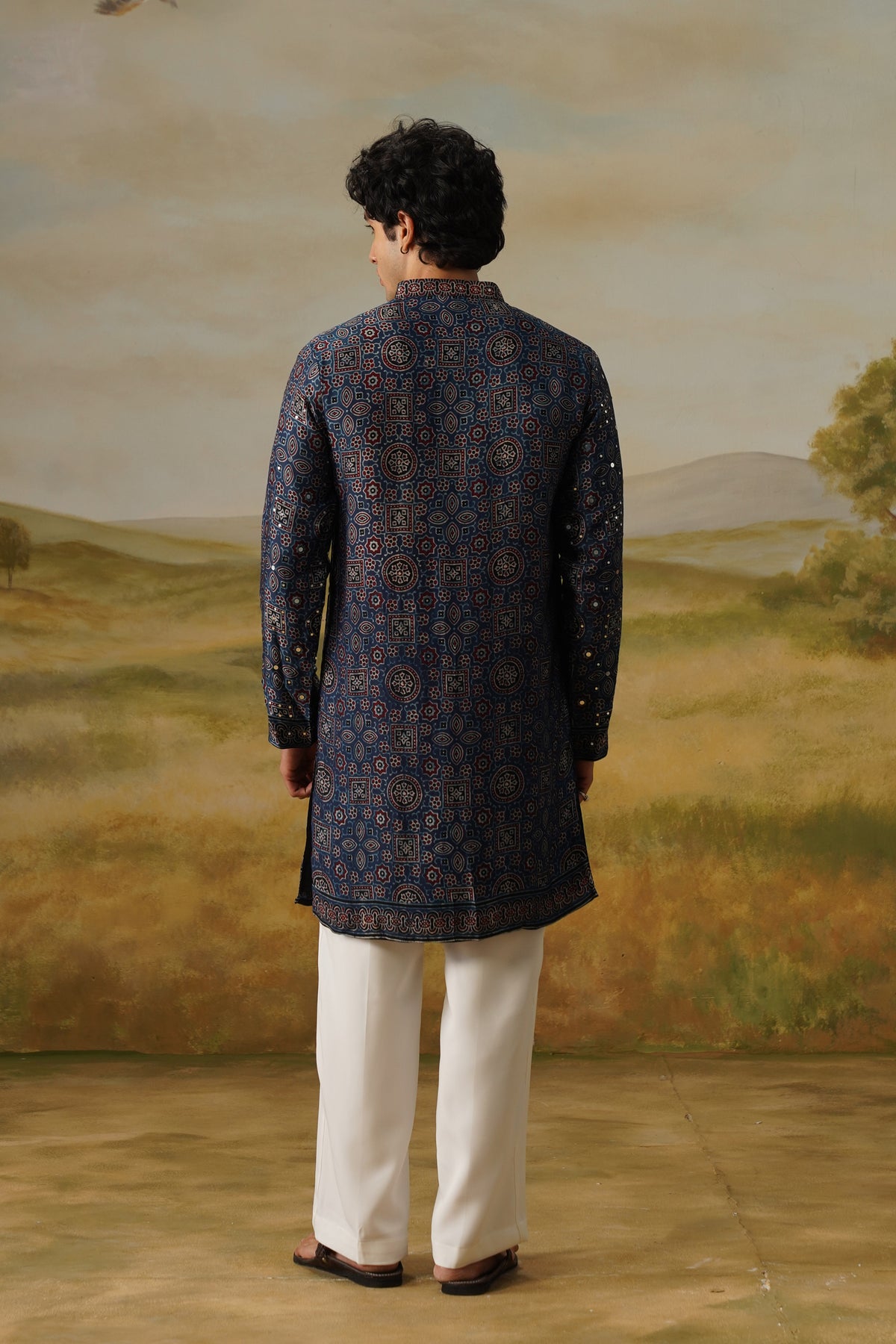 Ambar Indigo Ajrakh Kurta Set With Dupatta