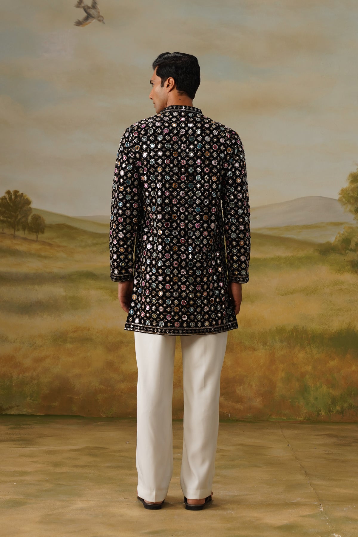 Jugnu Black Mirror Beadwork Kurta Set