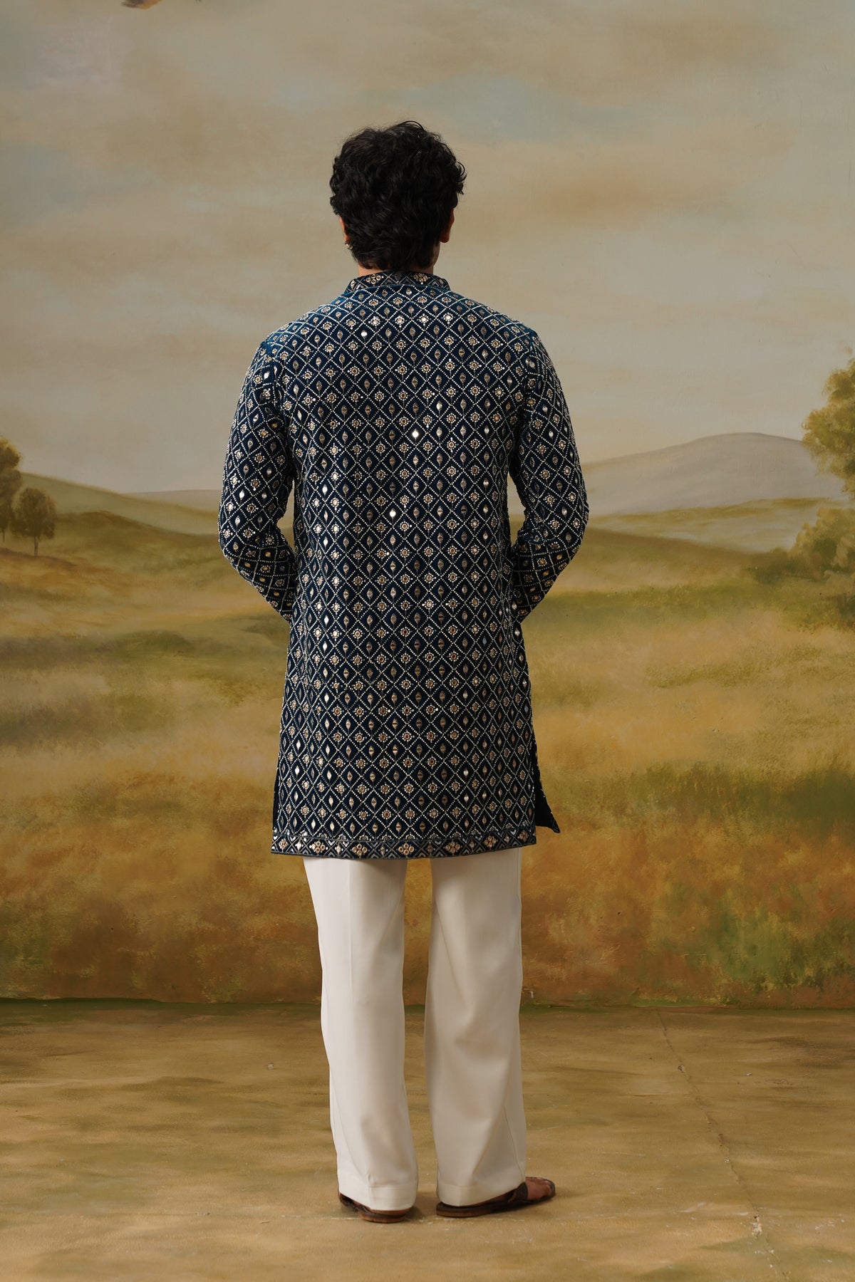 Dariya Teal Sequin Beadwork Kurta Set