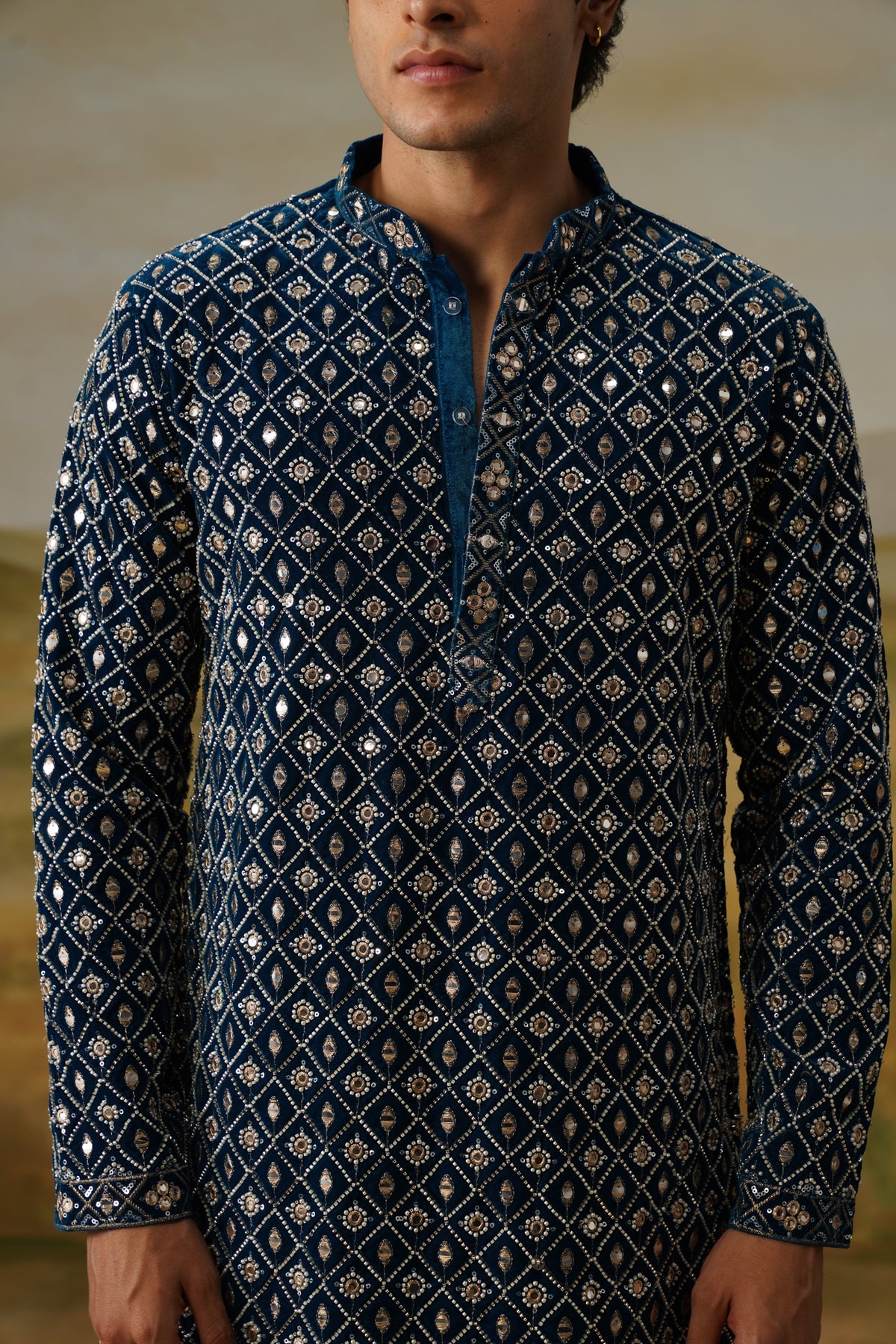 Dariya Teal Sequin Beadwork Kurta Set