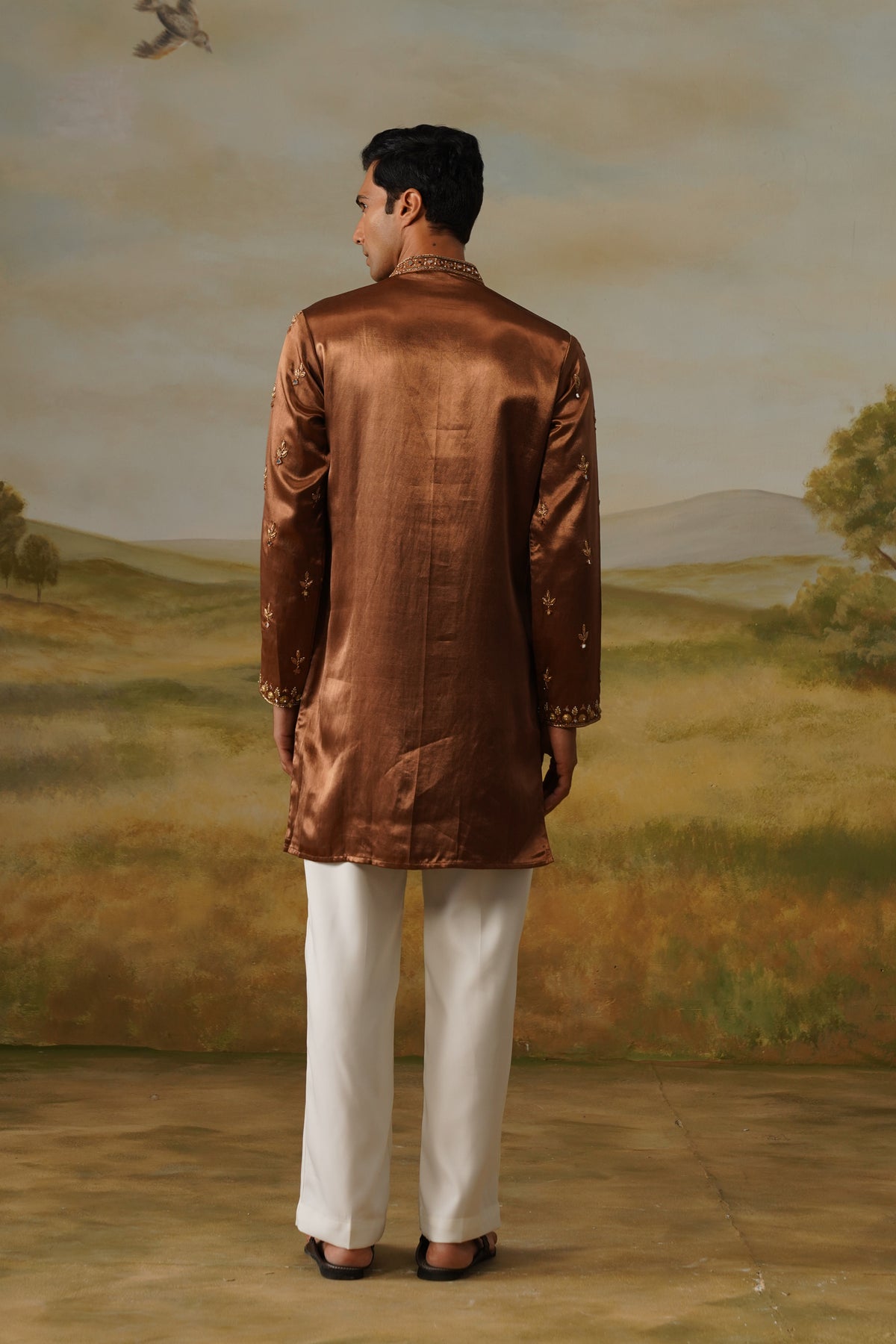 Taamba Copper Antique Metal Handwork Kurta Set with Dupatta