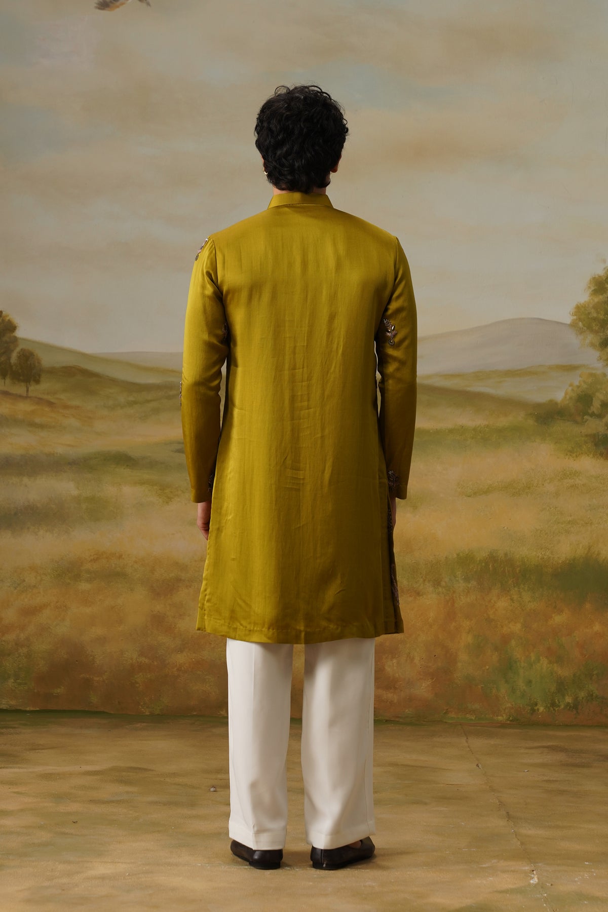 Hariyali Olive Metallic Handwork Kurta Set