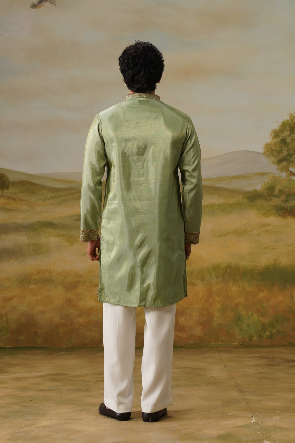 Zamurrad Sage Kashida Embroidered Kurta Set With Dupatta