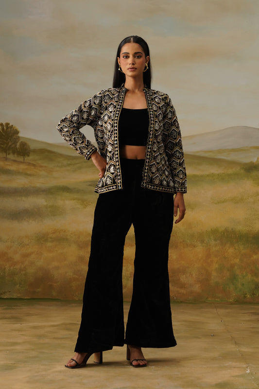 Mehraab Black Bead Embroidered Jacket