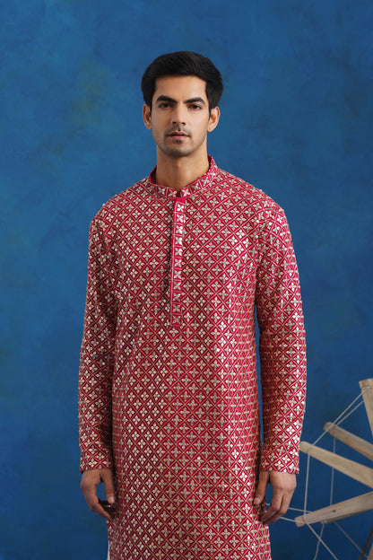 Noor Hot Pink Mirror Kurta Set