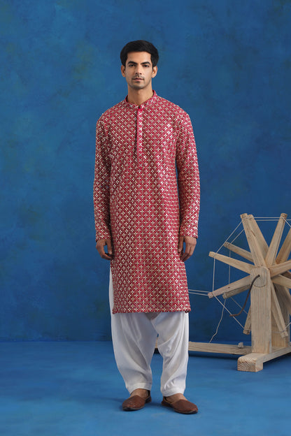 Noor Hot Pink Mirror Kurta Set
