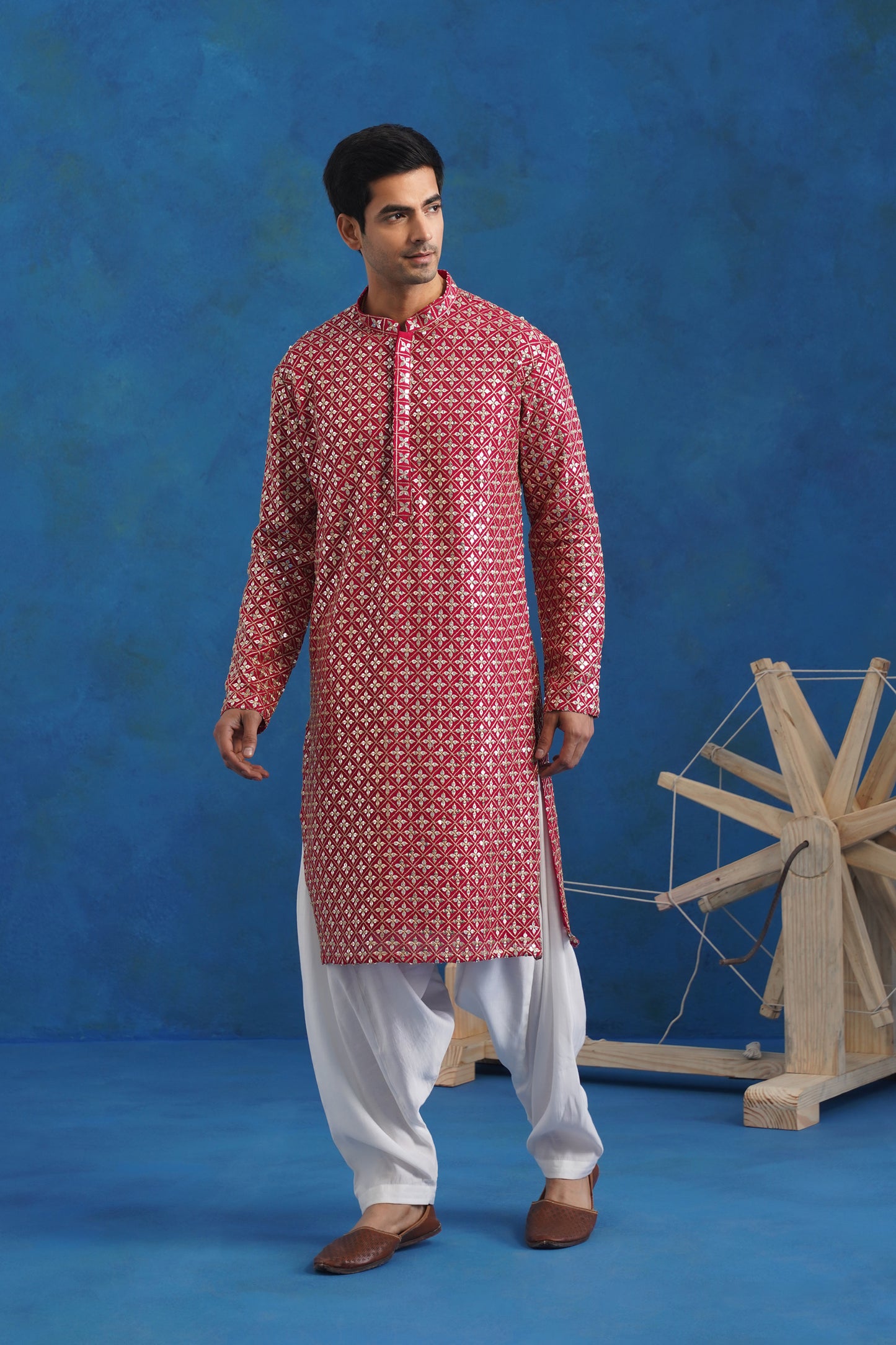 Noor Hot Pink Mirror Kurta Set