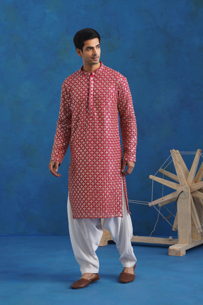 Noor Hot Pink Mirror Kurta Set
