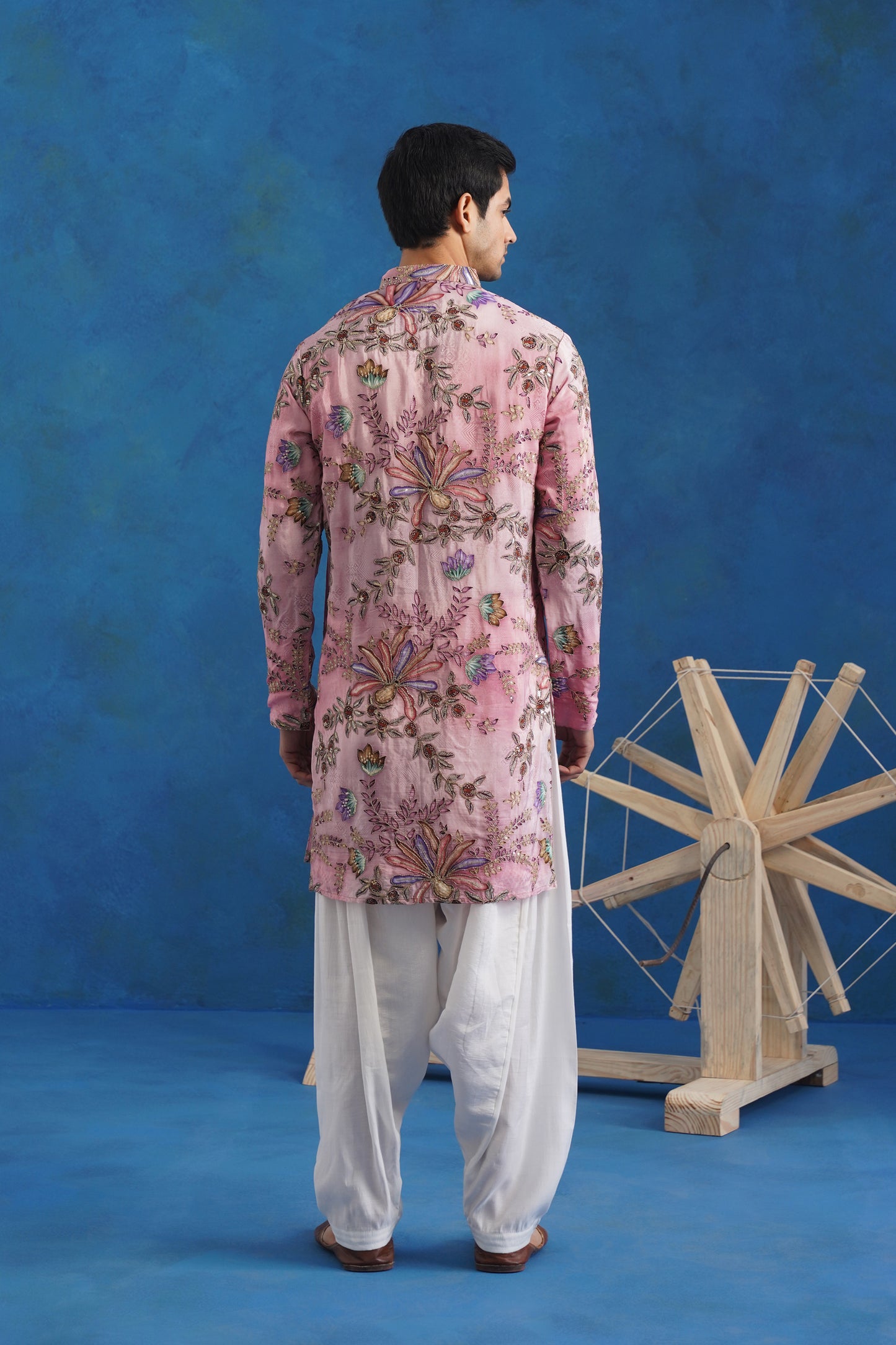 Onion Blossom Embroidery With Print Kurta Patiyala Set