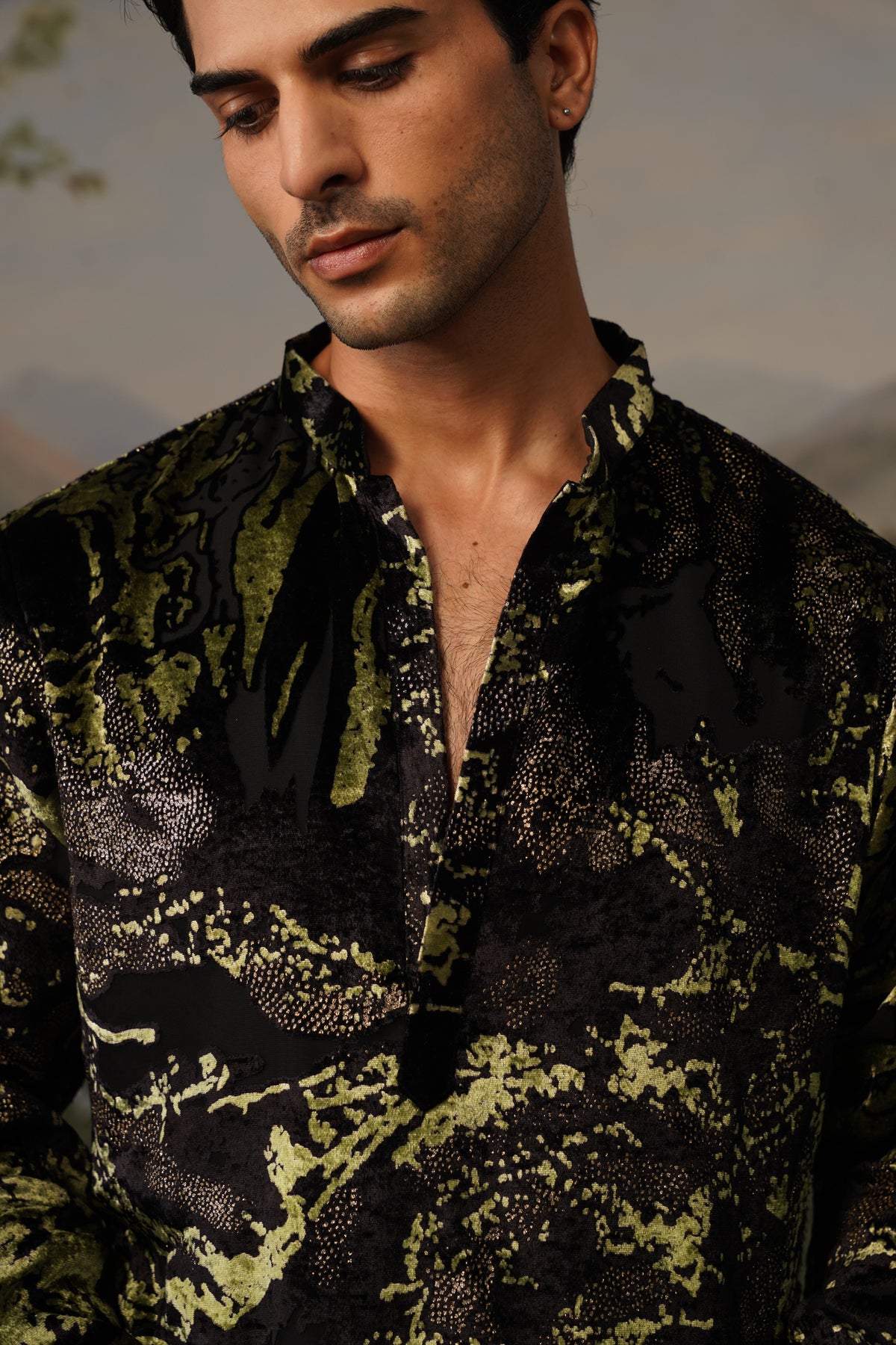 Shuaa Black Brasso Kurta Set