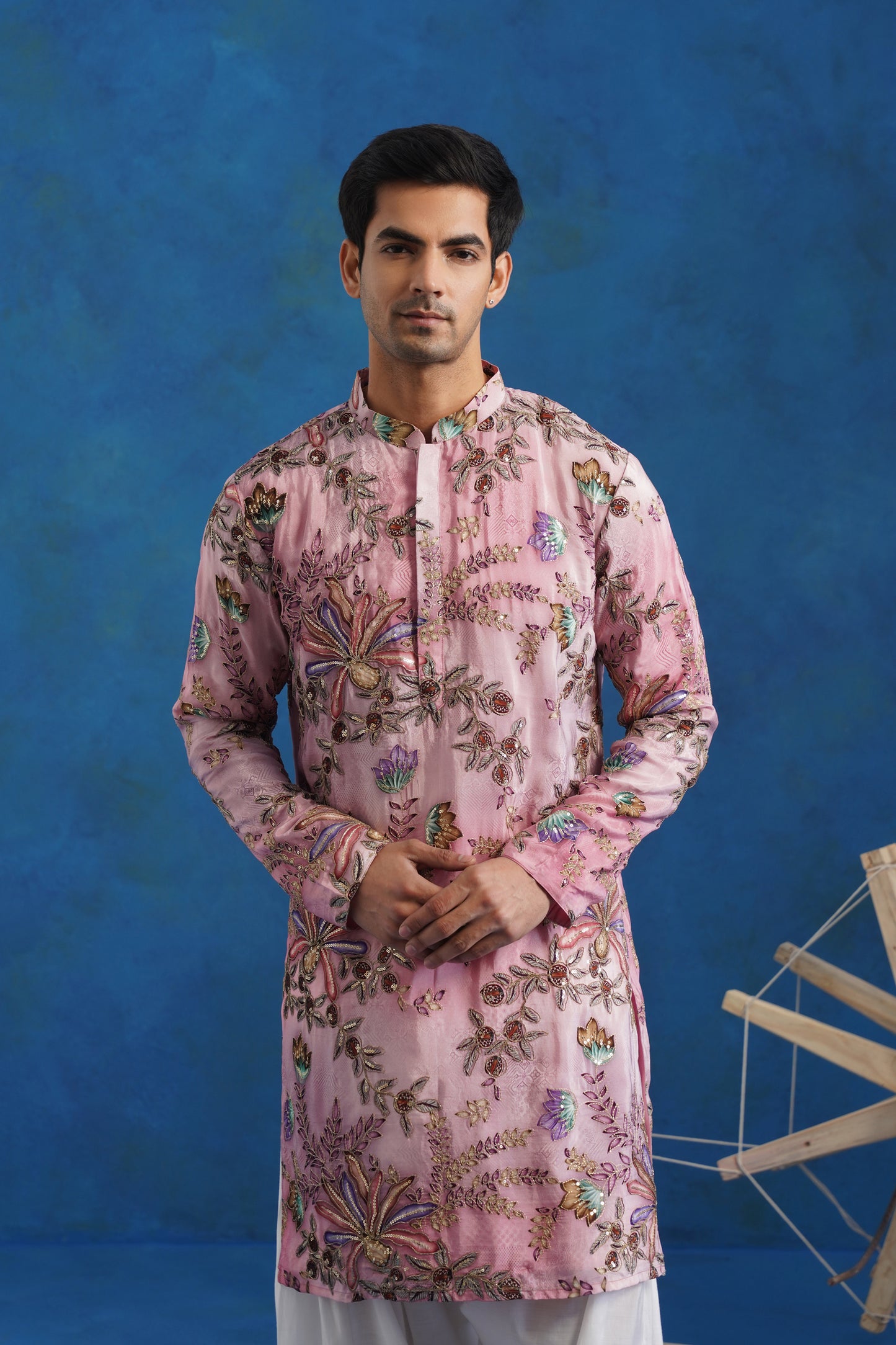 Onion Blossom Embroidery With Print Kurta Patiyala Set