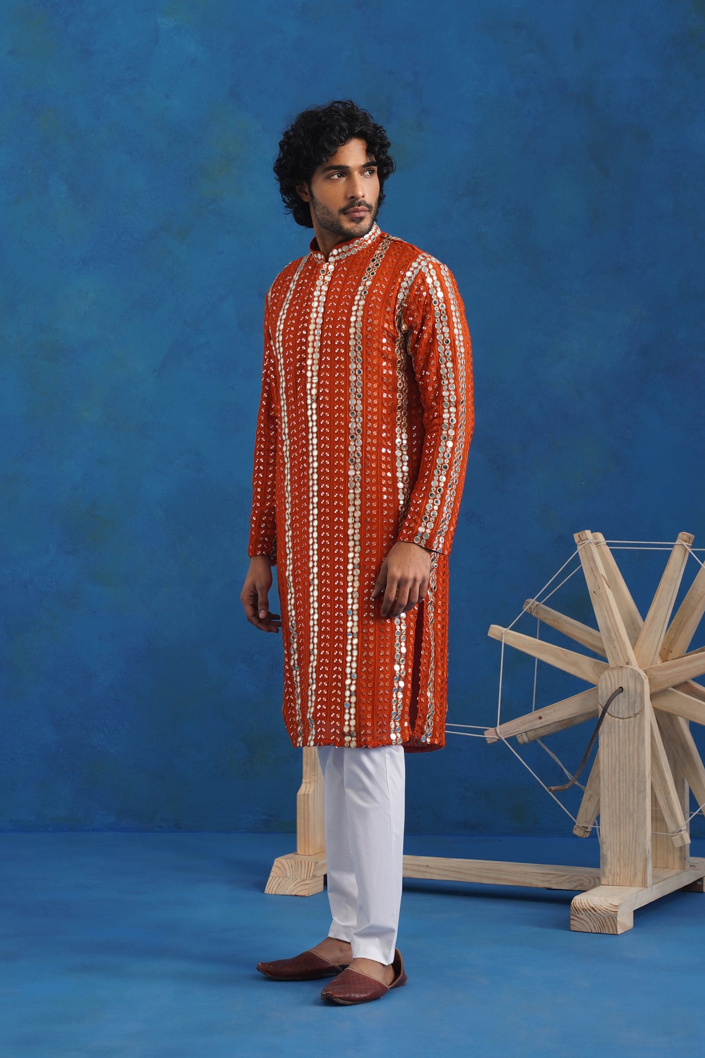 Zariya Rust Mirror Kurta Set