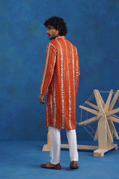 Zariya Rust Mirror Kurta Set