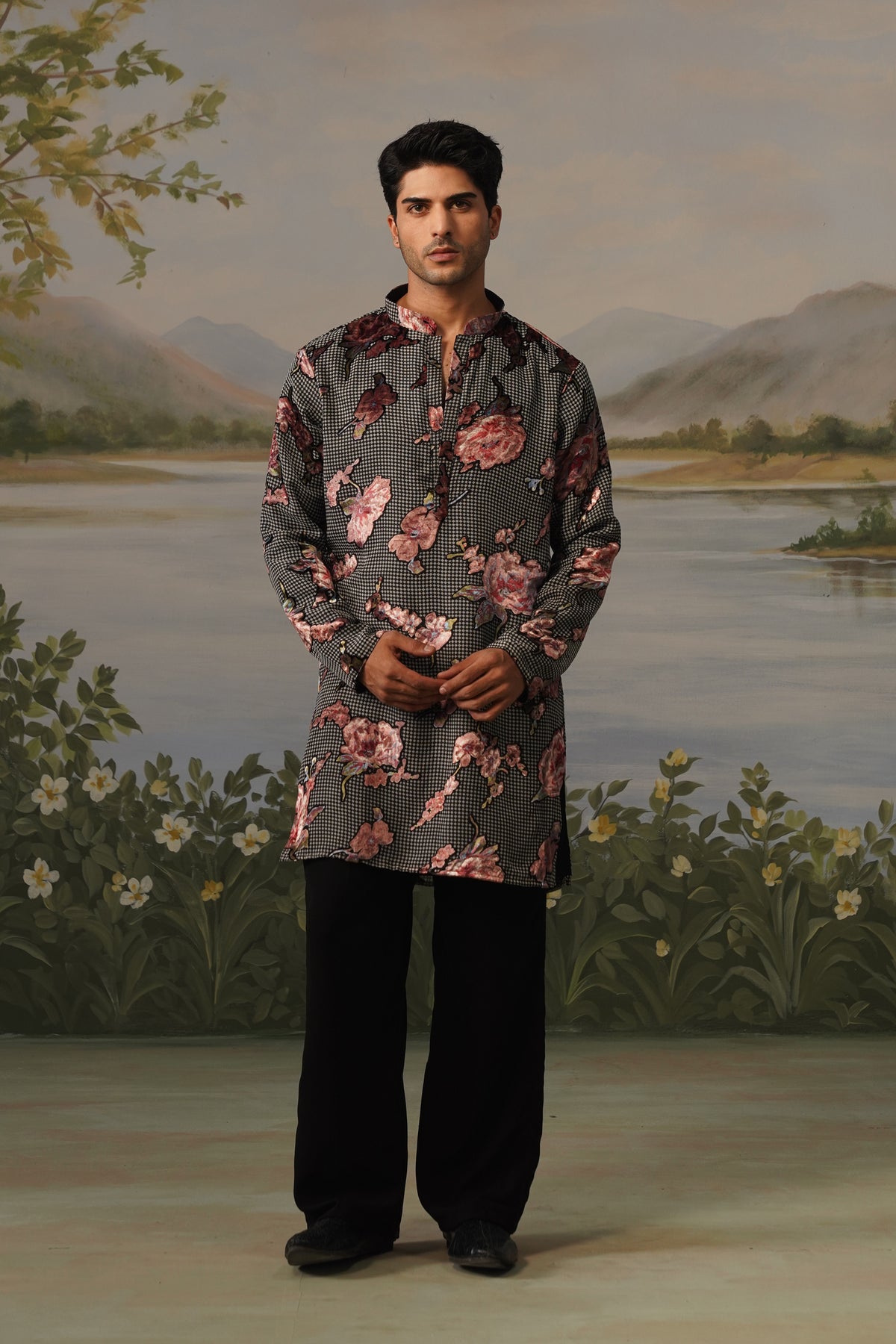Gulshan Black Brasso Kurta Set