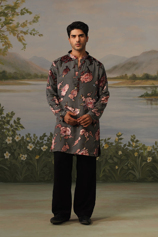 Gulshan Black Brasso Kurta Set