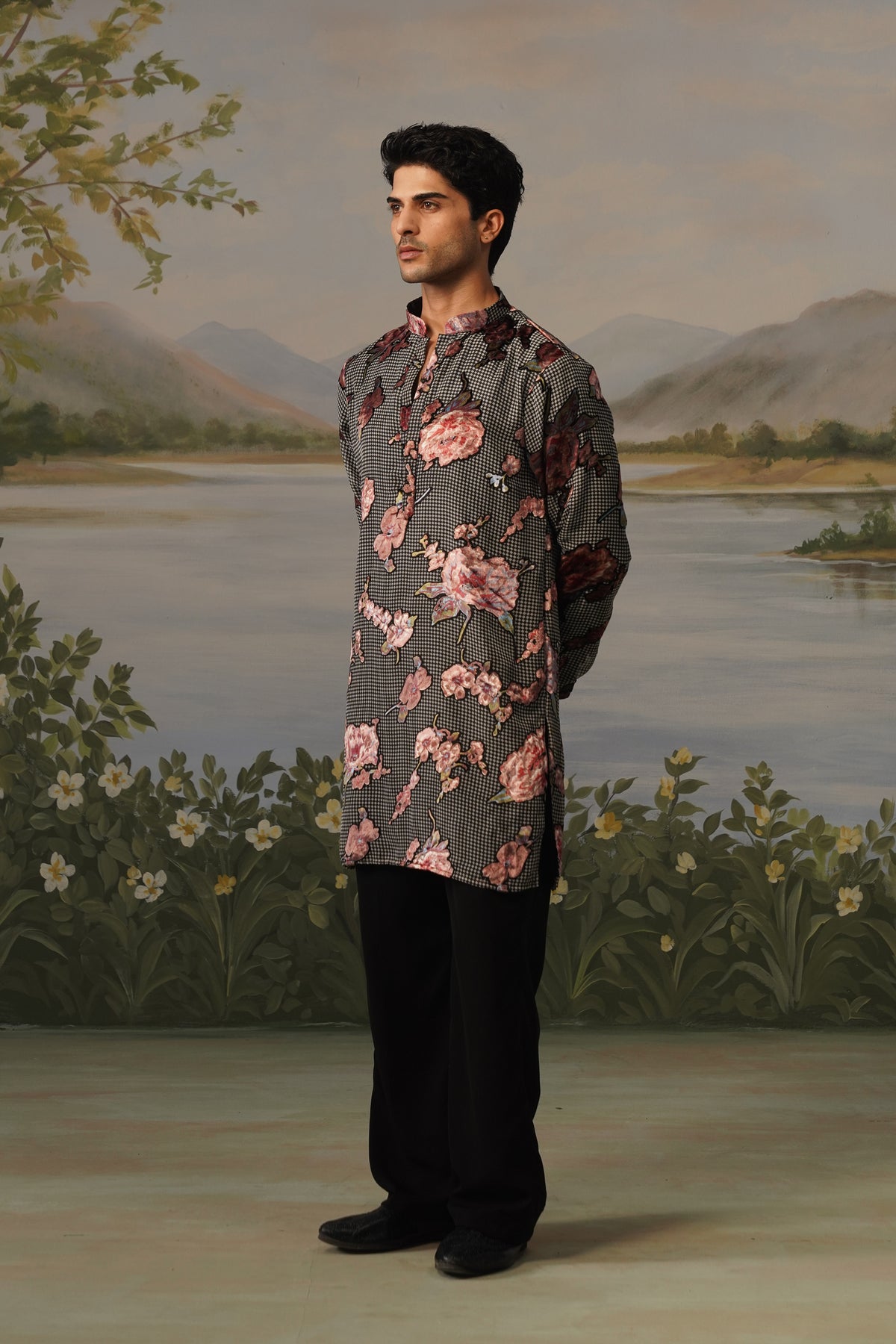 Gulshan Black Brasso Kurta Set