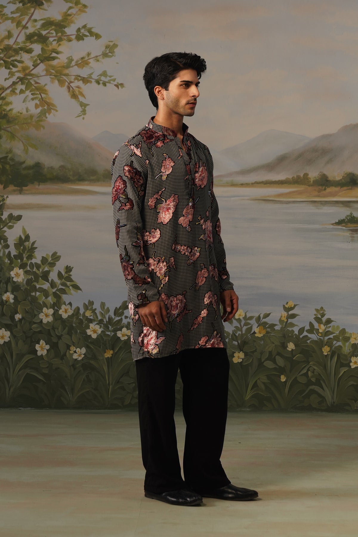 Gulshan Black Brasso Kurta Set