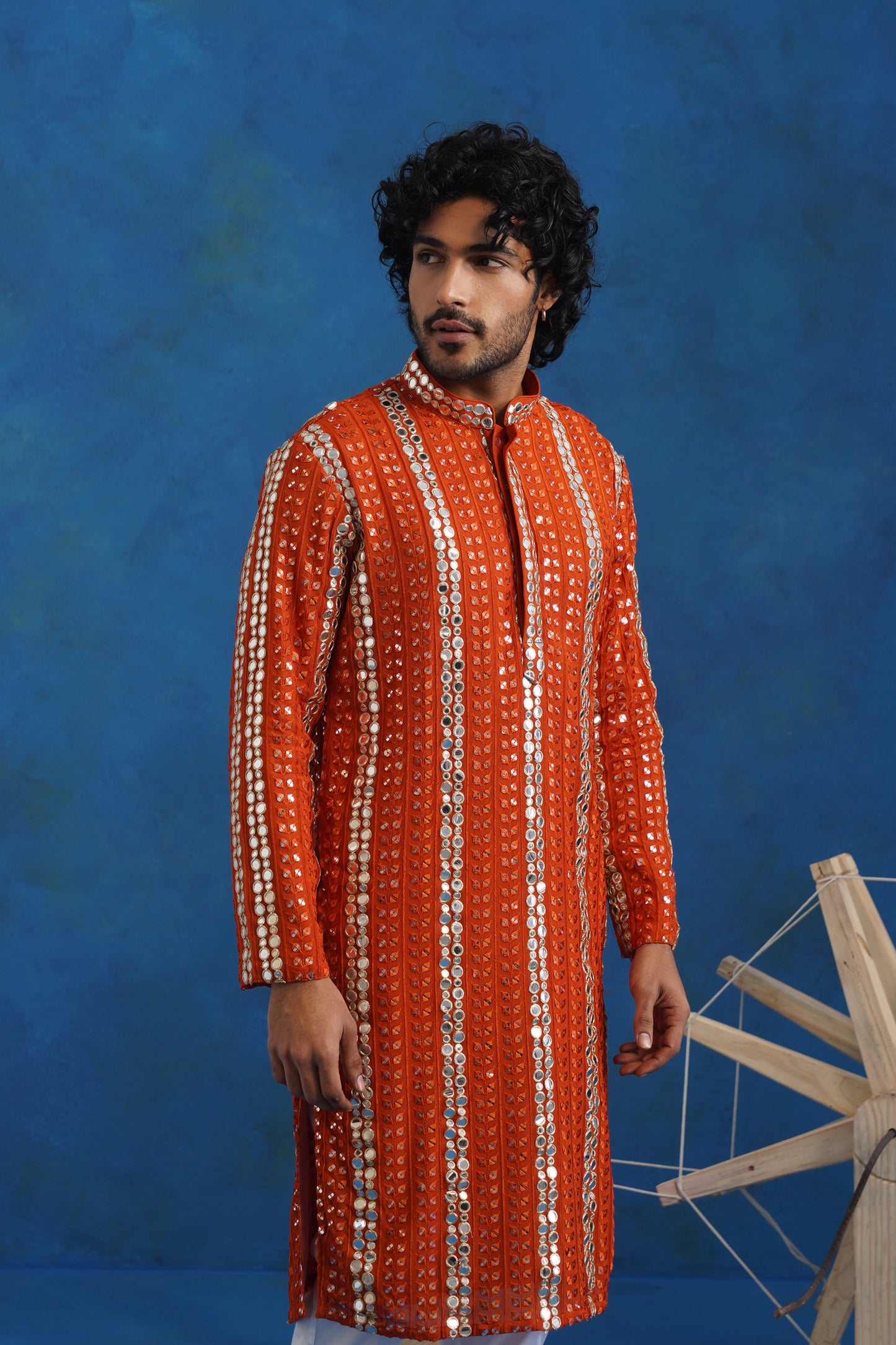 Zariya Rust Mirror Kurta Set