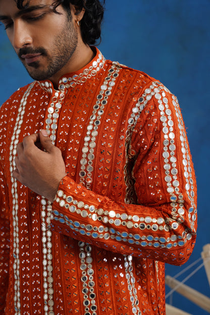 Zariya Rust Mirror Kurta Set