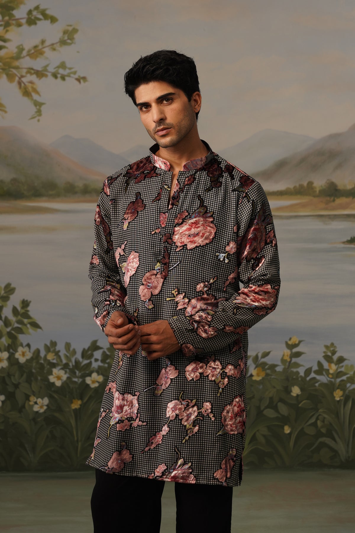 Gulshan Black Brasso Kurta Set