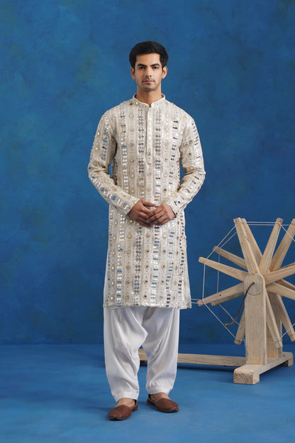 Chaand Mirror Sequin Embroidery Kurta Patiyala Set