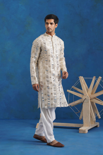 Chaand Mirror Sequin Embroidery Kurta Patiyala Set