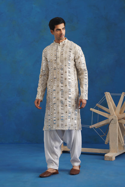 Chaand Mirror Sequin Embroidery Kurta Patiyala Set