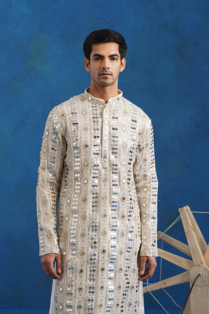 Chaand Mirror Sequin Embroidery Kurta Patiyala Set