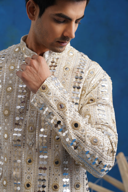 Chaand Mirror Sequin Embroidery Kurta Patiyala Set