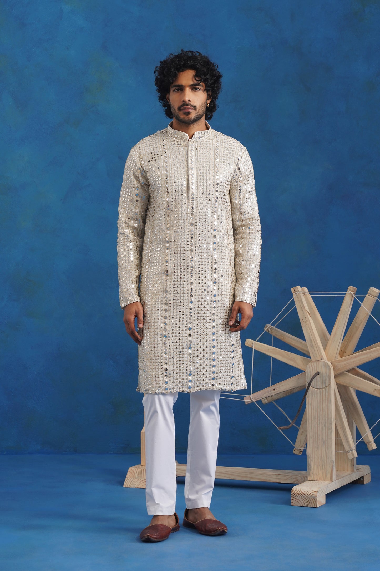 River Mirror Sequin Embroidery Kurta Patiyala Set