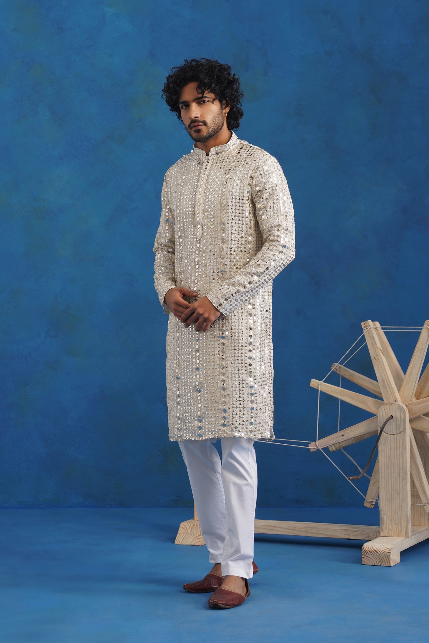 River Mirror Sequin Embroidery Kurta Patiyala Set