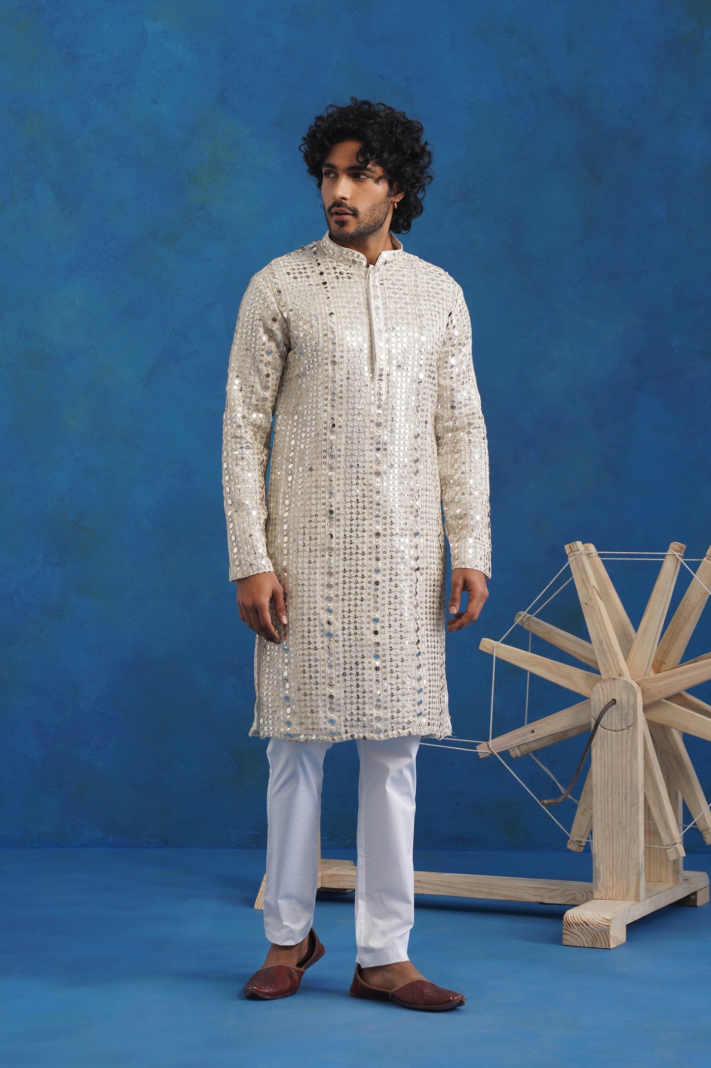 River Mirror Sequin Embroidery Kurta Patiyala Set