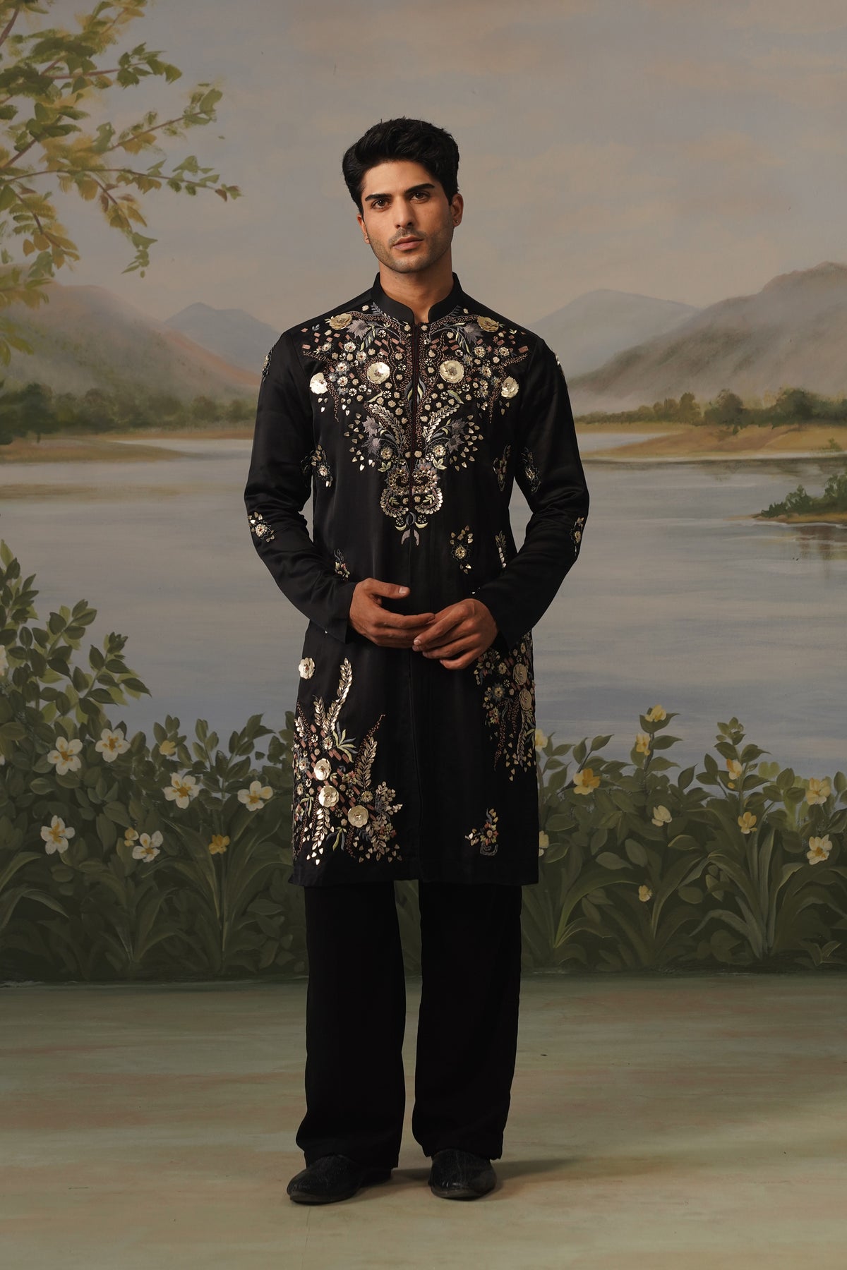 Haseen Black Hand Embroidered Kurta Set