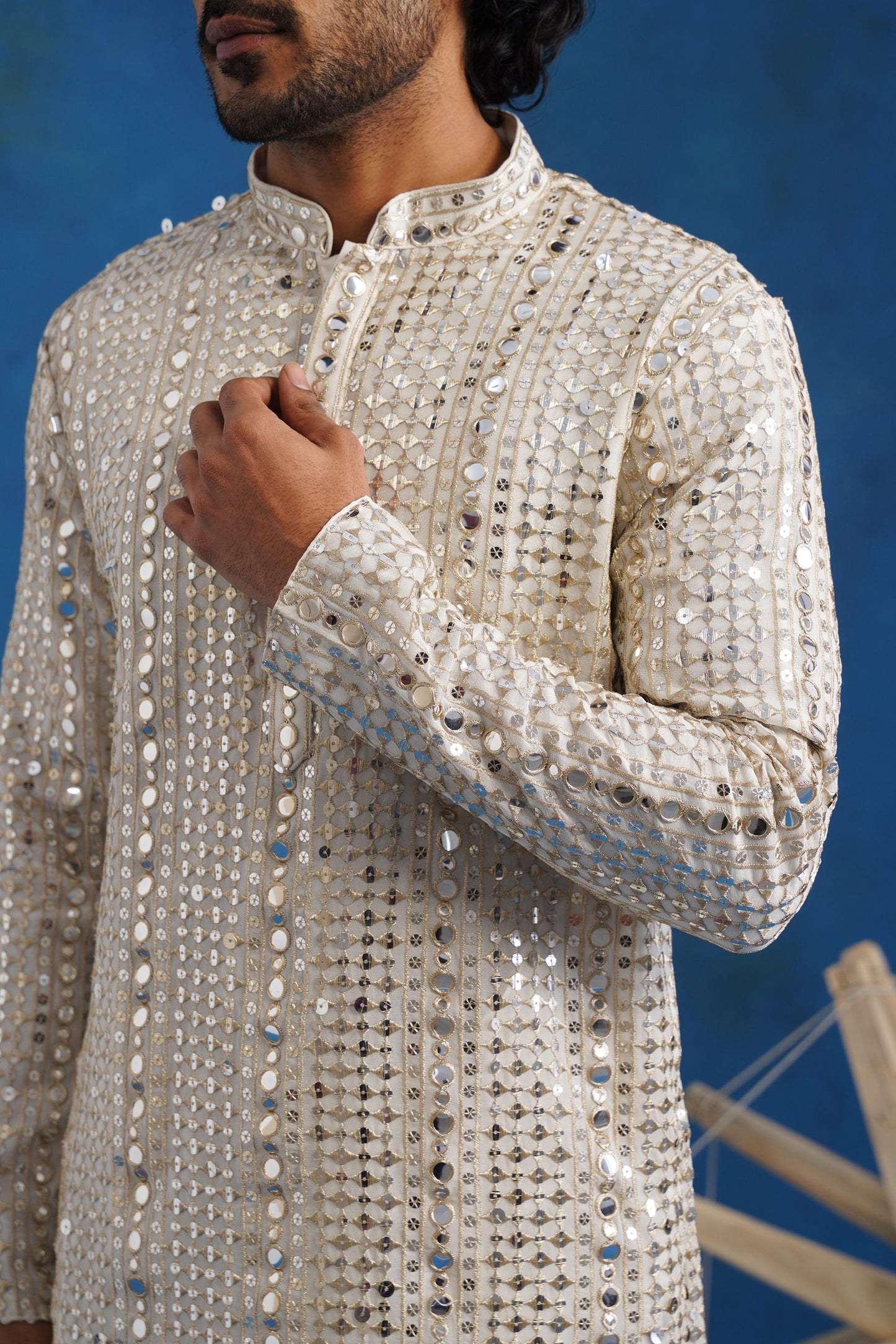 River Mirror Sequin Embroidery Kurta Patiyala Set