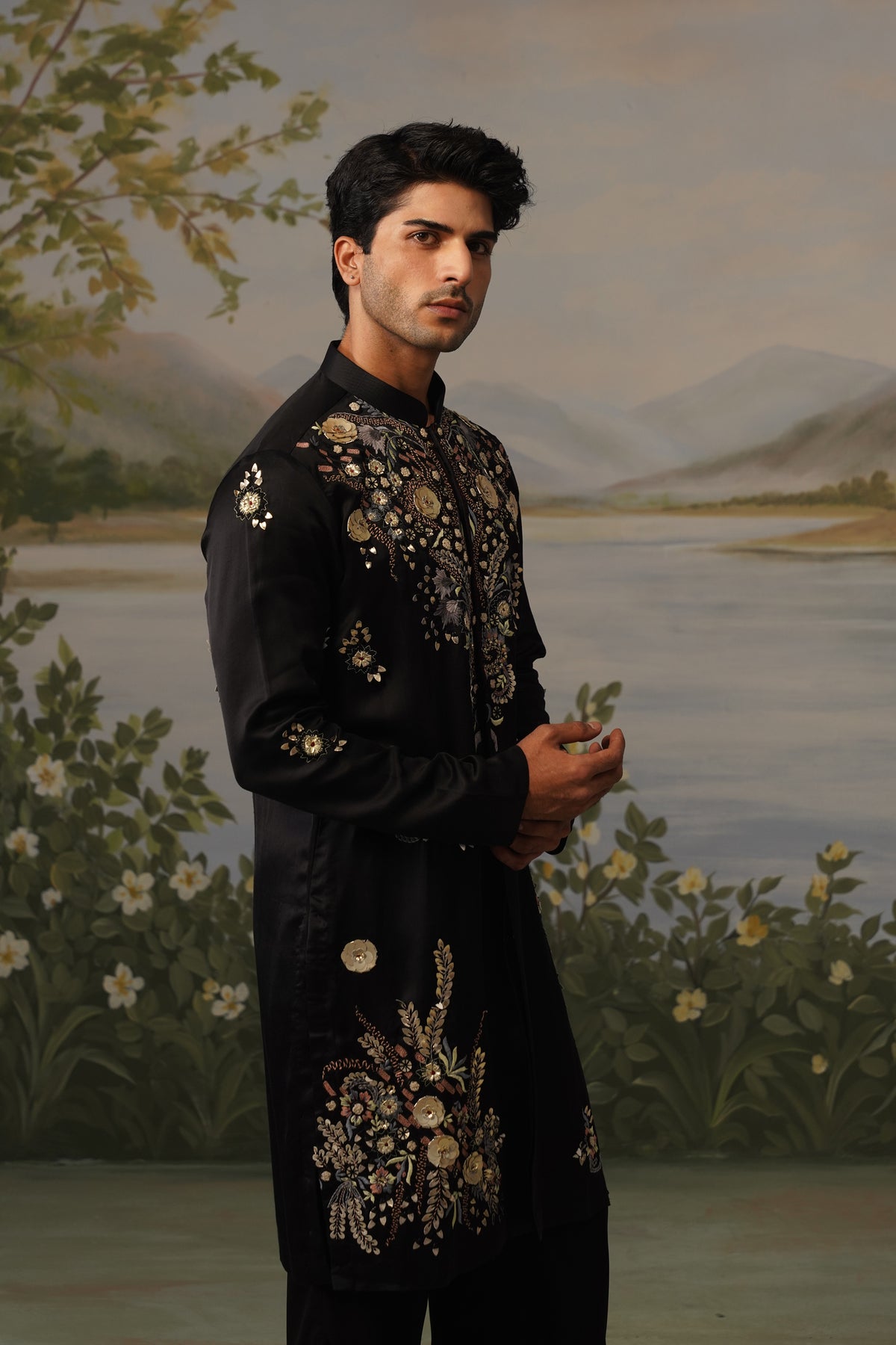 Haseen Black Hand Embroidered Kurta Set