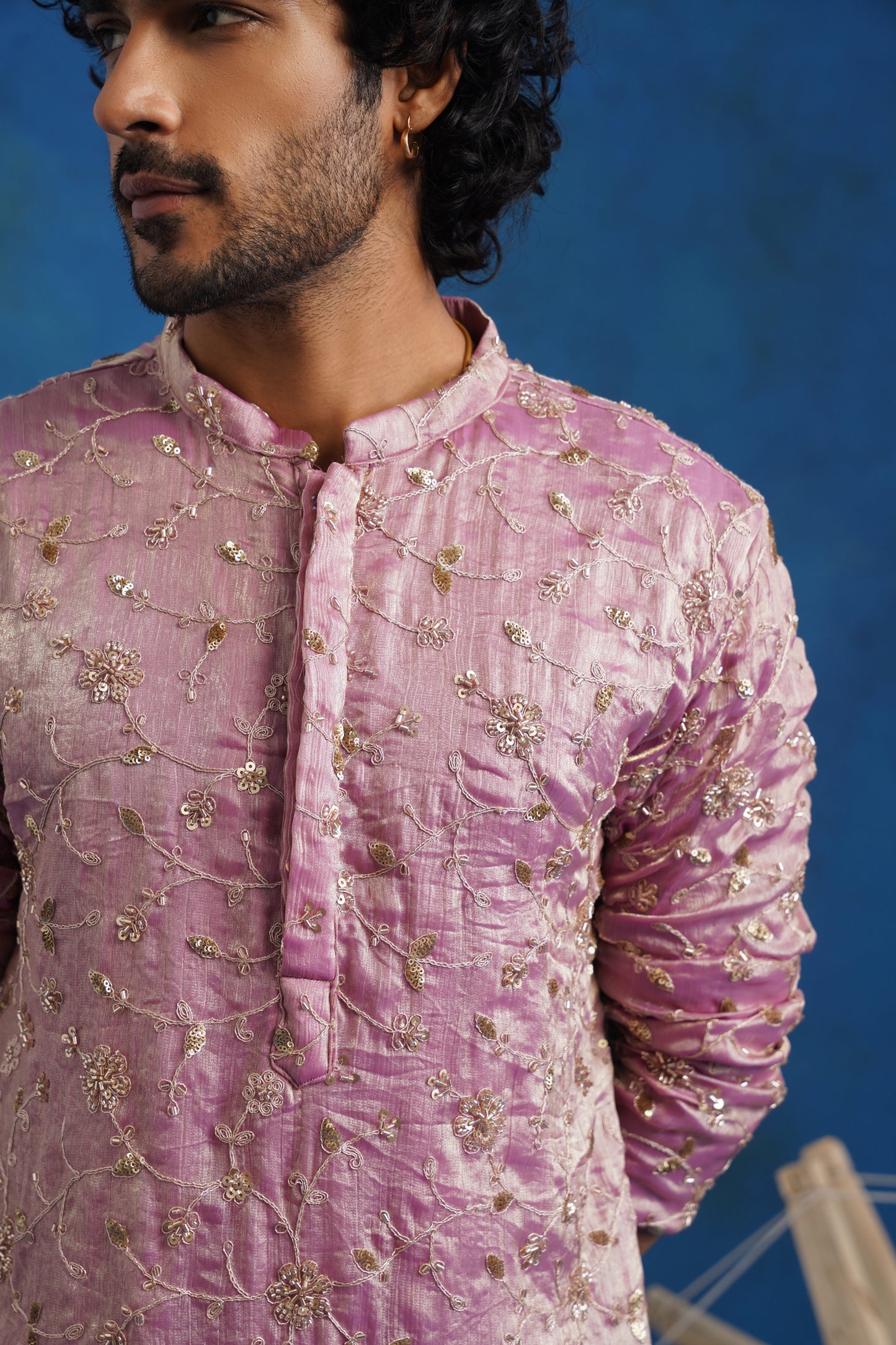 Rooh Pink Tissue Embroidered Kurta Set