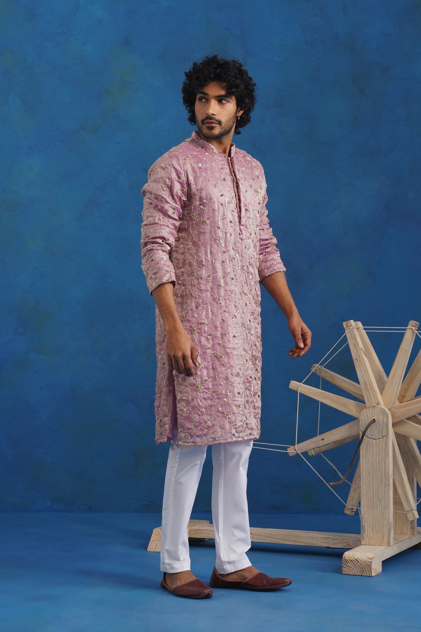 Rooh Pink Tissue Embroidered Kurta Set