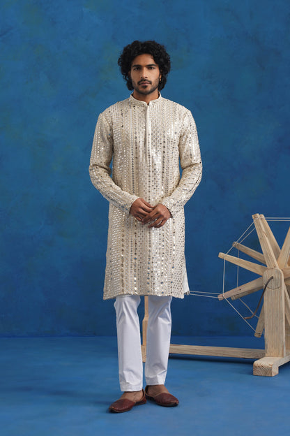 Sitaara Mirror Sequin Embroidery Kurta Patiyala Set