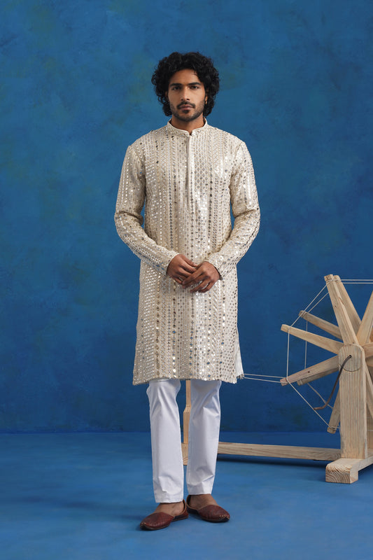 Sitaara Mirror Sequin Embroidery Kurta Patiyala Set