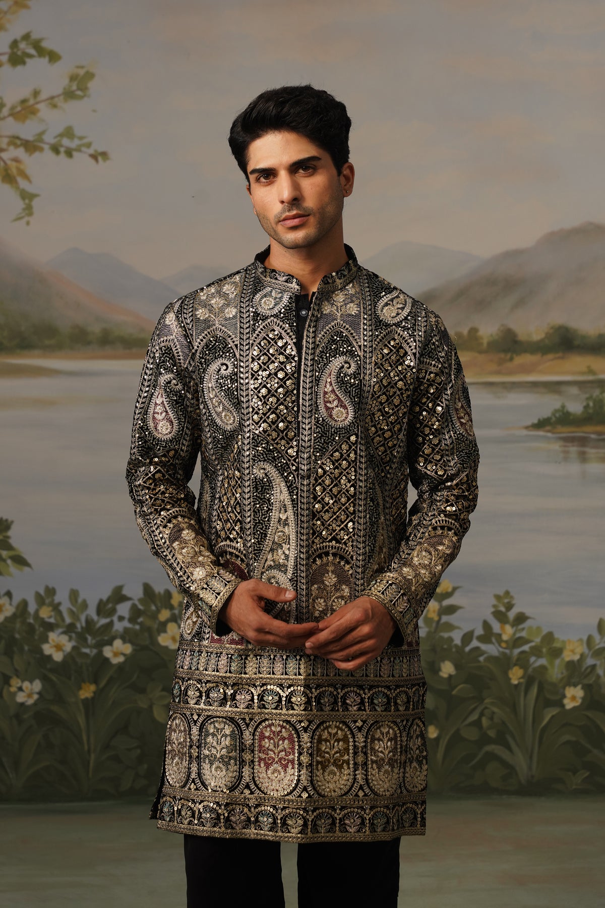 Baazigar Black Threadwork Kurta Set
