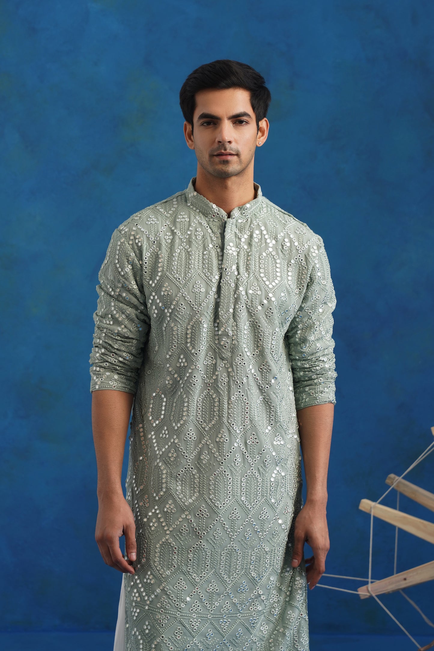 Dhusar Abstract Mirror Kurta Set