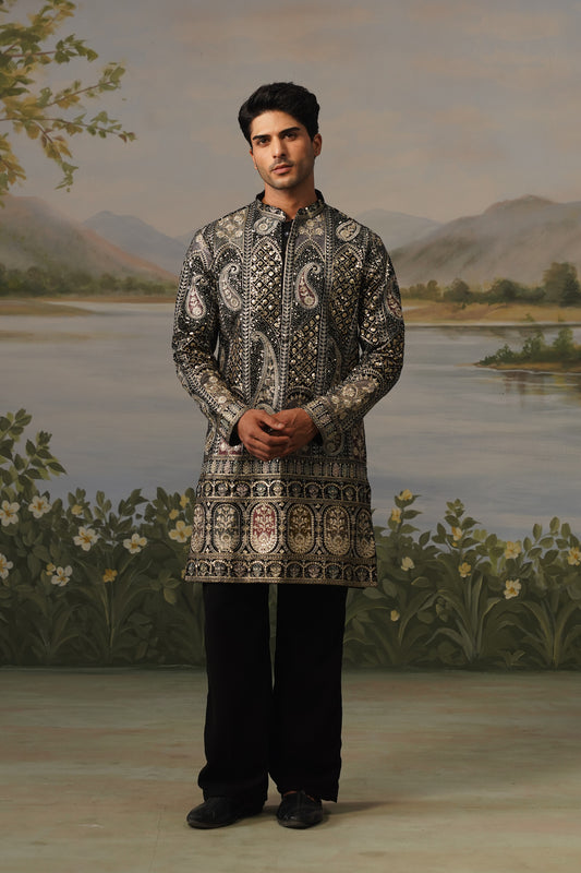 Baazigar Black Threadwork Kurta Set