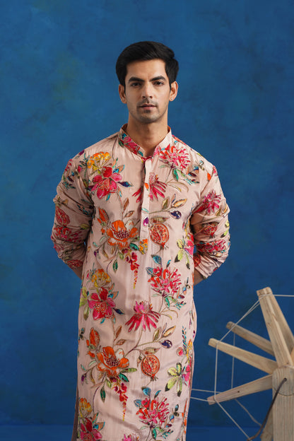 Gulbahar Pink Bead Embroidered Kurta Set