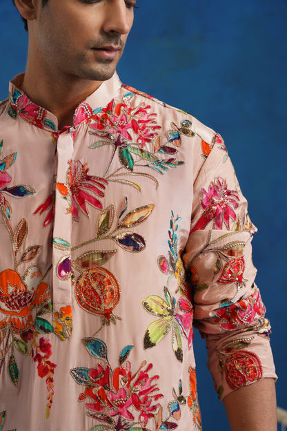 Gulbahar Pink Bead Embroidered Kurta Set