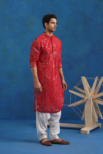 Laal Aab Mirror Kurta Set