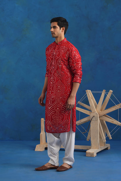 Laal Aab Mirror Kurta Set