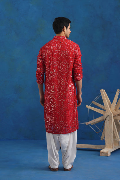 Laal Aab Mirror Kurta Set