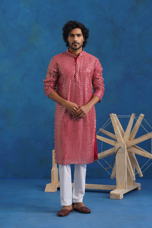 Katli Pink Mirror Kurta Set