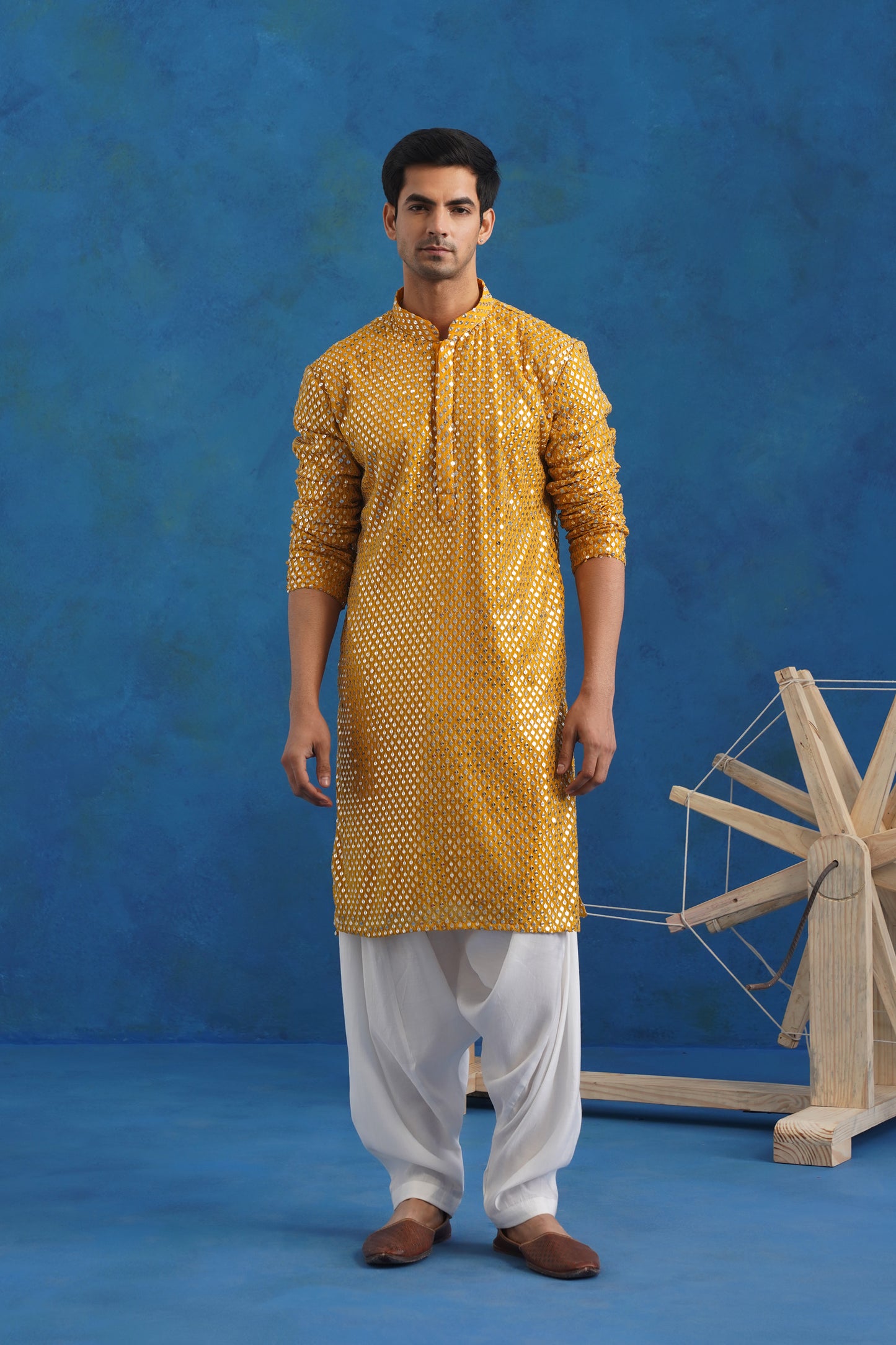 Haldi Katli Mirror Kurta Set with Dupatta